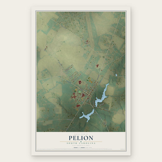 Pelion, South Carolina map print, the full design