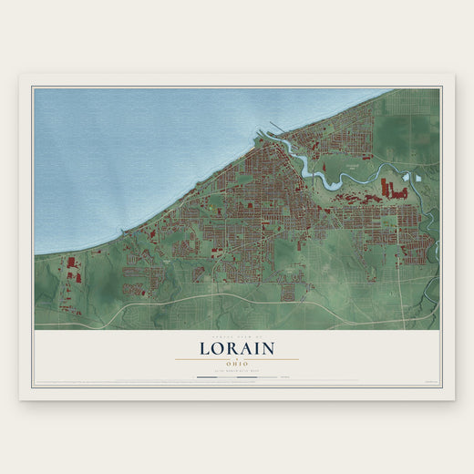 Lorain, Ohio map print, the full design
