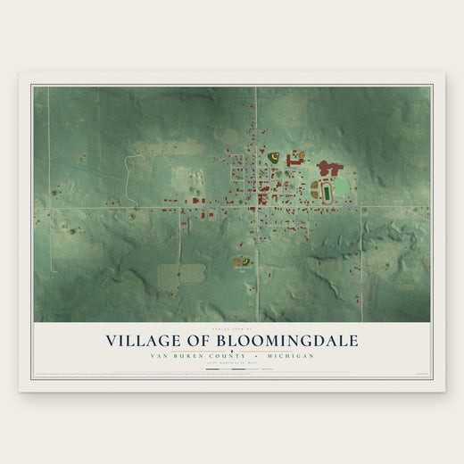 Bloomingdale, Michigan map print, the full design