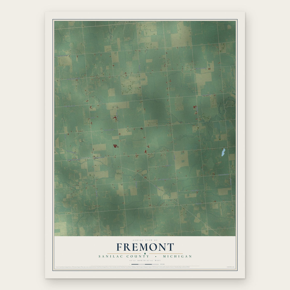 Fremont, Sanilac County, Michigan map print, the full design