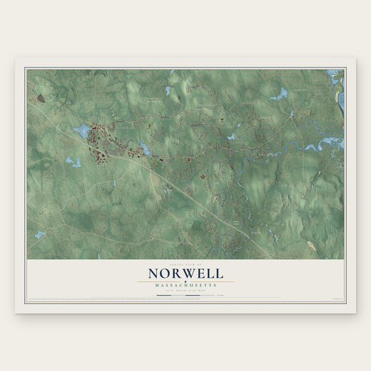 Norwell, Massachusetts map print, the full design