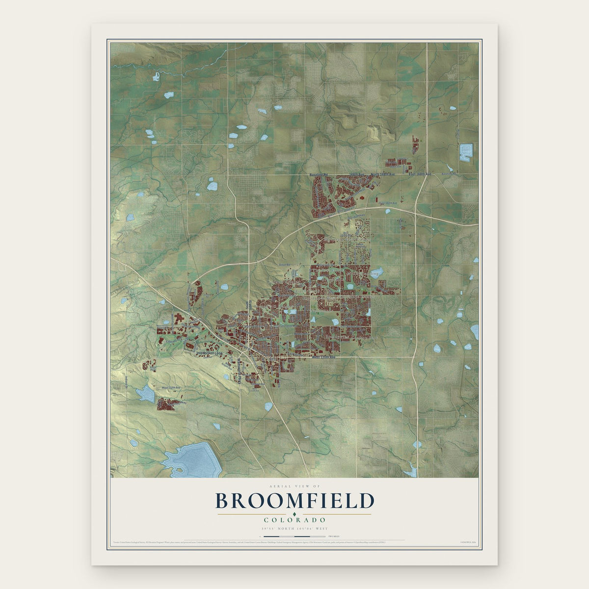 Broomfield, Colorado map print, the full design