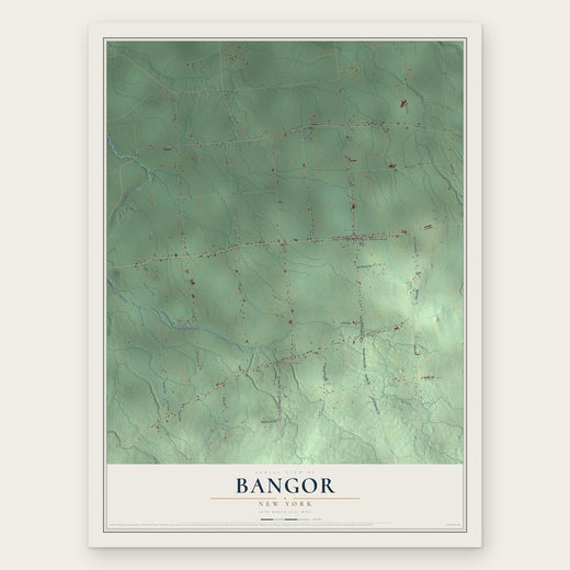 Bangor, New York map print, the full design