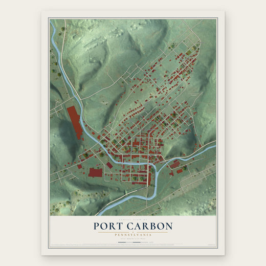 Port Carbon, Pennsylvania map print, the full design