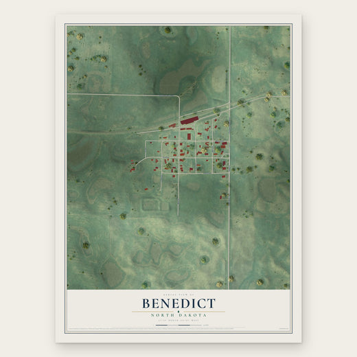 Benedict, North Dakota map print, the full design