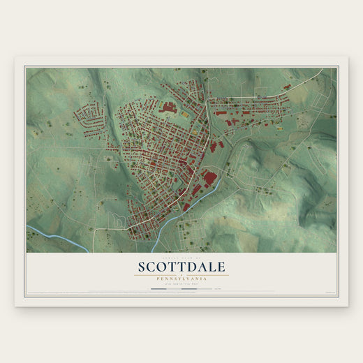 Scottdale, Pennsylvania map print, the full design