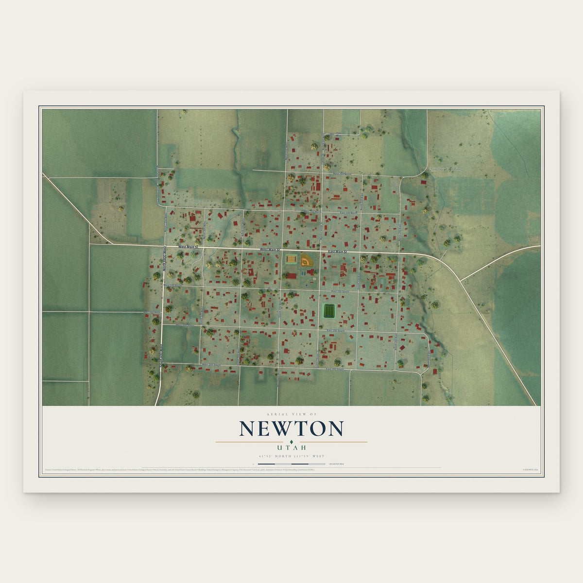 Newton, Utah map print, the full design