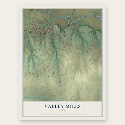 Valley Mills, Texas map print, the full design