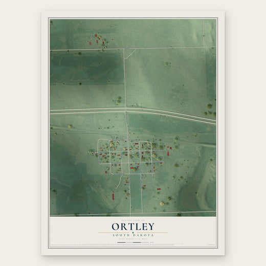 Ortley, South Dakota map print, the full design