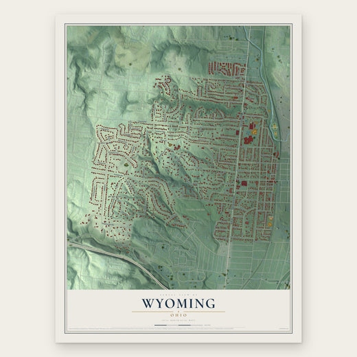 Wyoming, Ohio map print, the full design