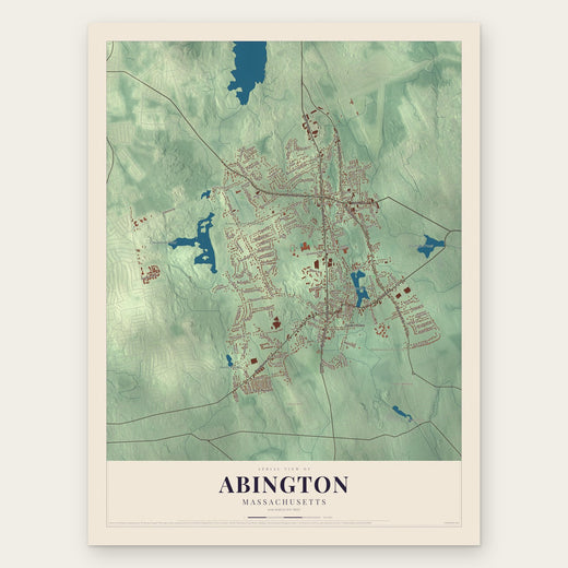 Abington, Massachusetts map print, the full design