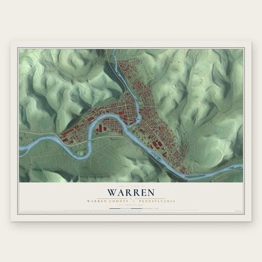 Warren, Warren County, Pennsylvania map print, the full design