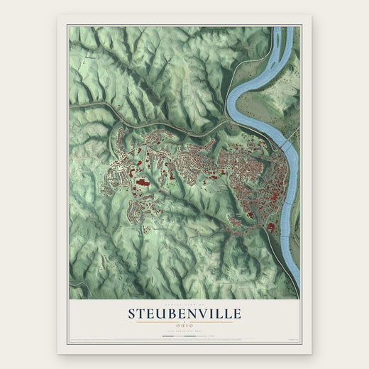 Steubenville, Ohio map print, the full design