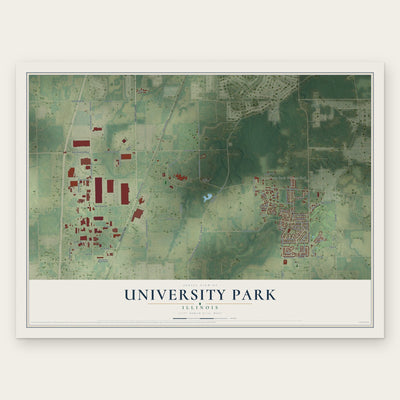 University Park, Illinois map print, the full design
