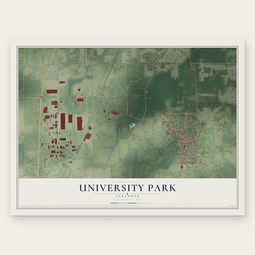 University Park, Illinois map print, the full design