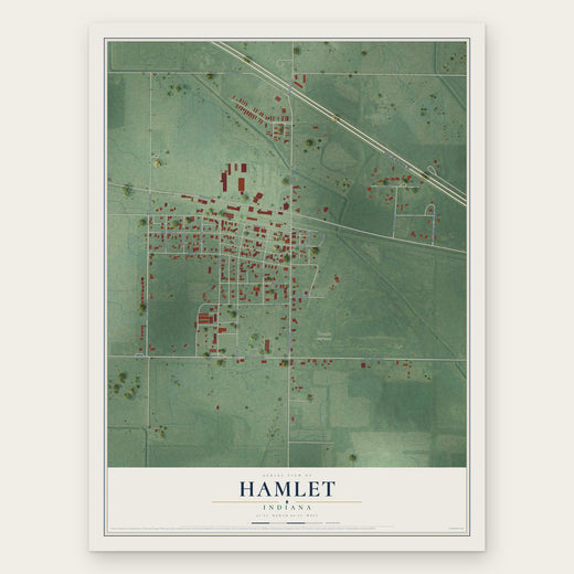 Hamlet, Indiana map print, the full design