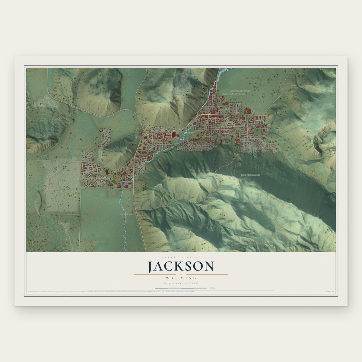 Jackson, Wyoming map print, the full design