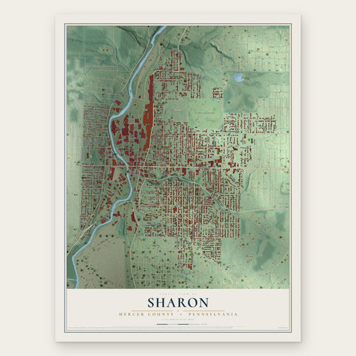 Sharon, Mercer County, Pennsylvania map print, the full design