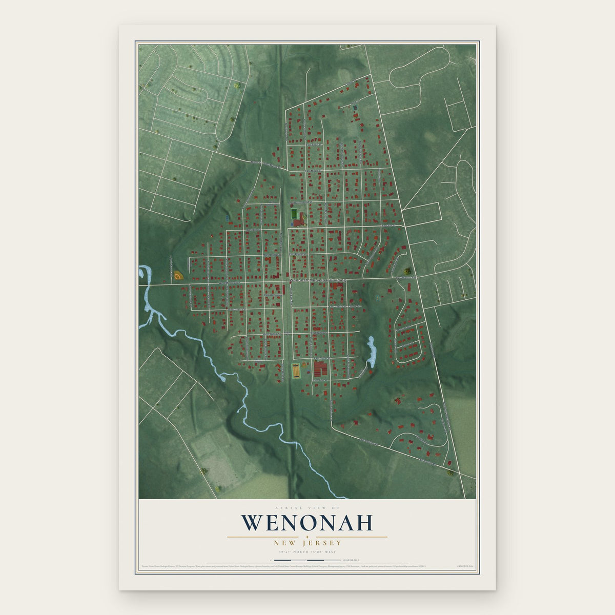 Wenonah, New Jersey map print, the full design