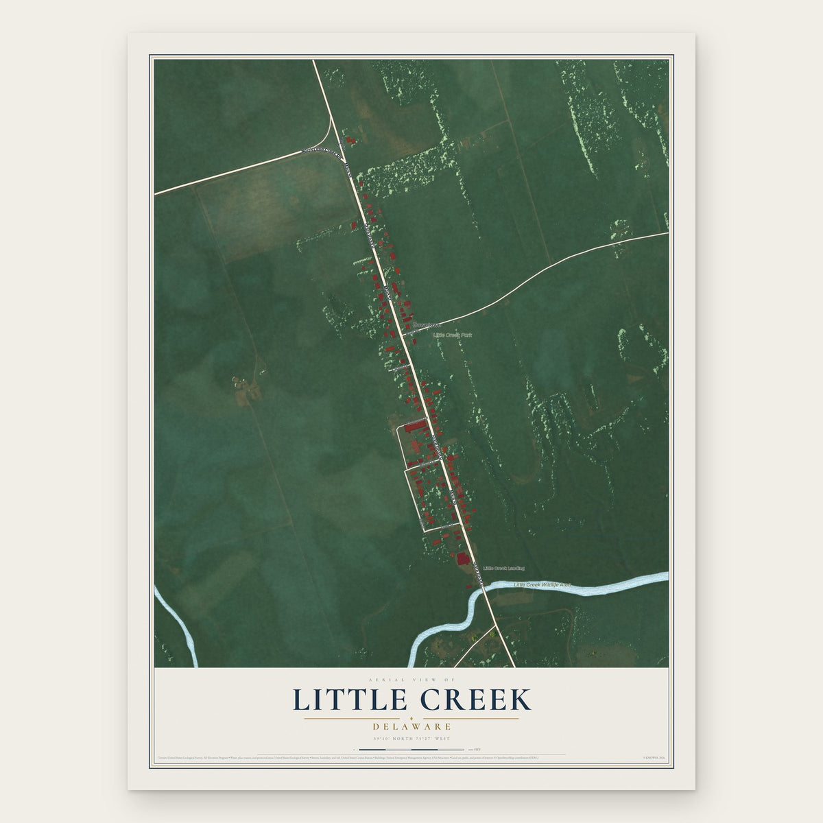 Little Creek, Delaware map print, the full design