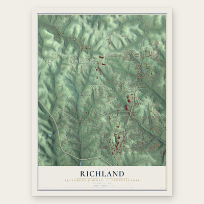 Richland, Allegheny County, Pennsylvania map print, the full design