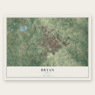 Bryan, Texas map print, the full design