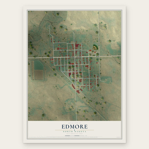 Edmore, North Dakota map print, the full design