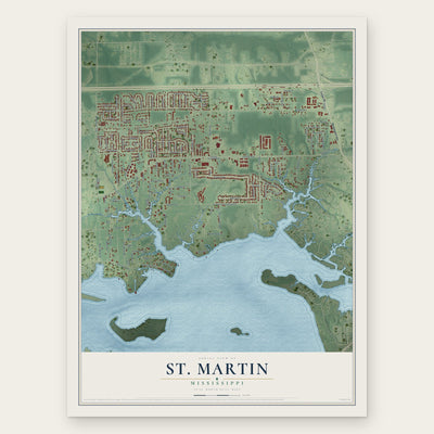 St. Martin, Mississippi map print, the full design