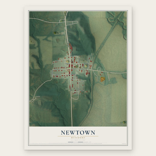 Newtown, Missouri map print, the full design