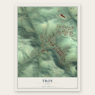Troy, Idaho map print, the full design