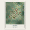 Regent, North Dakota map print, the full design