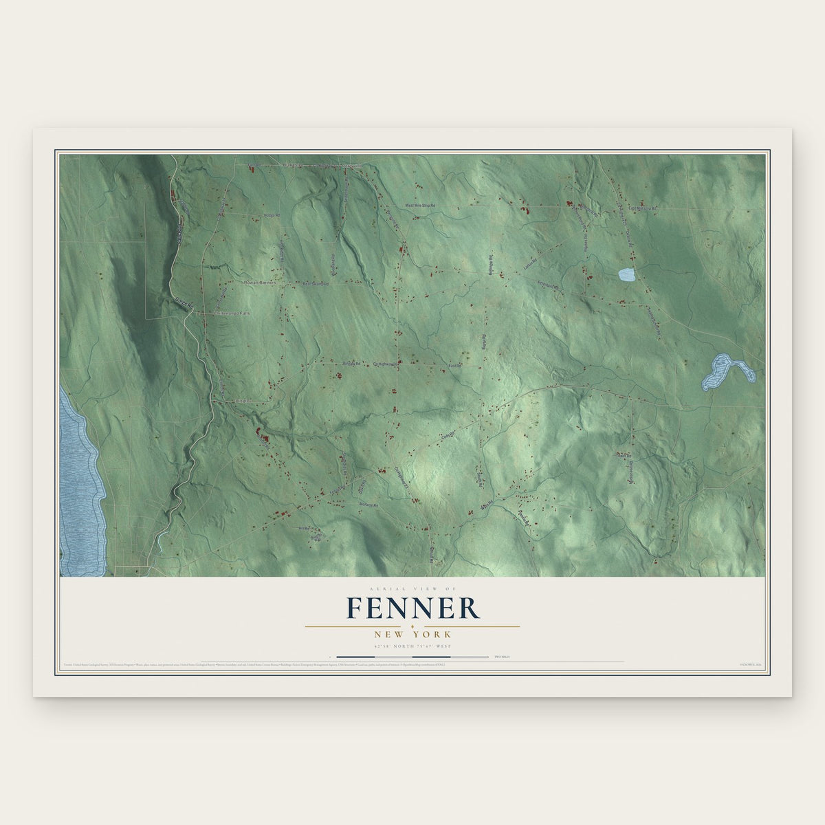 Fenner, New York map print, the full design