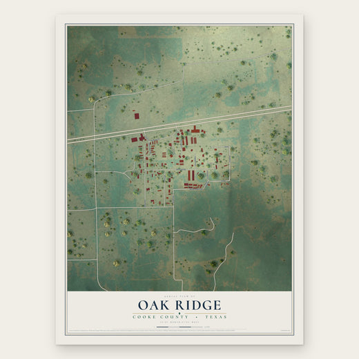 Oak Ridge, Cooke County, Texas map print, the full design