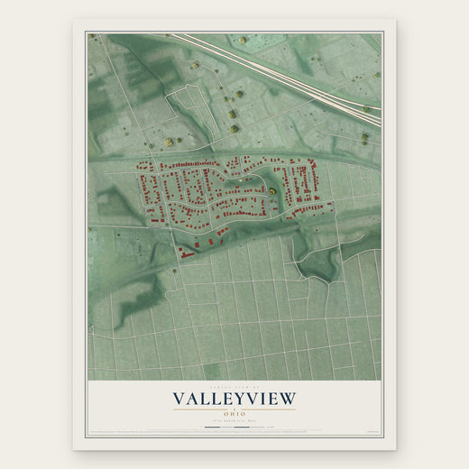 Valleyview, Ohio map print, the full design