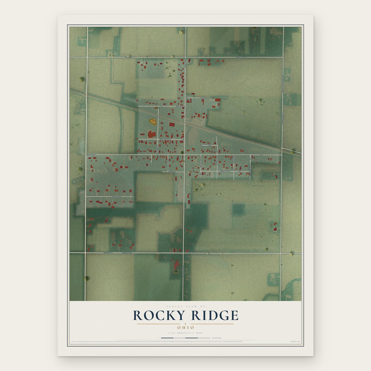 Rocky Ridge, Ohio map print, the full design
