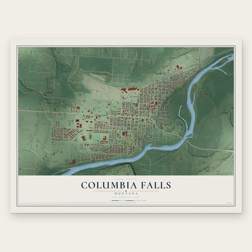 Columbia Falls, Montana map print, the full design