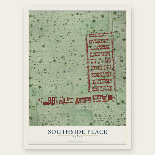 Southside Place, Texas map print, the full design