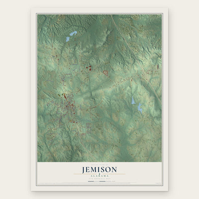 Jemison, Alabama map print, the full design