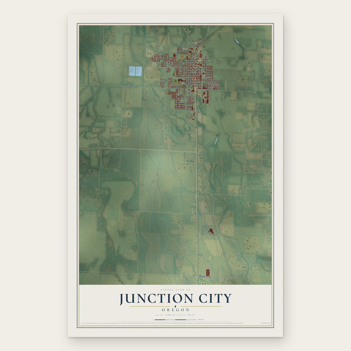 Junction City, Oregon map print, the full design