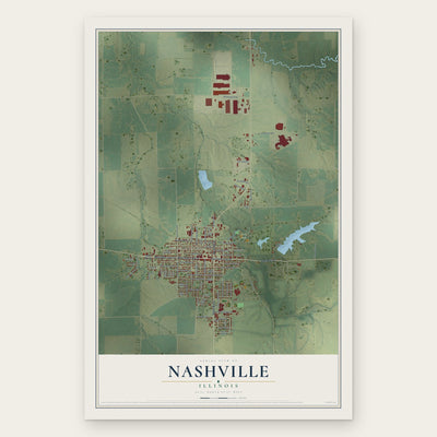 Nashville, Illinois map print, the full design