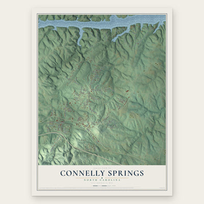 Connelly Springs, North Carolina map print, the full design
