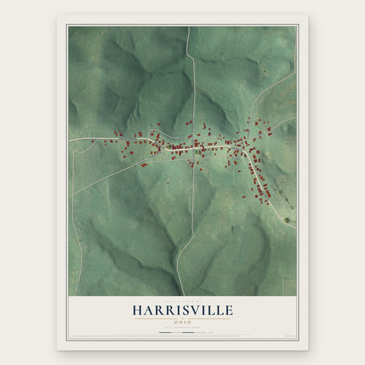 Harrisville, Ohio map print, the full design