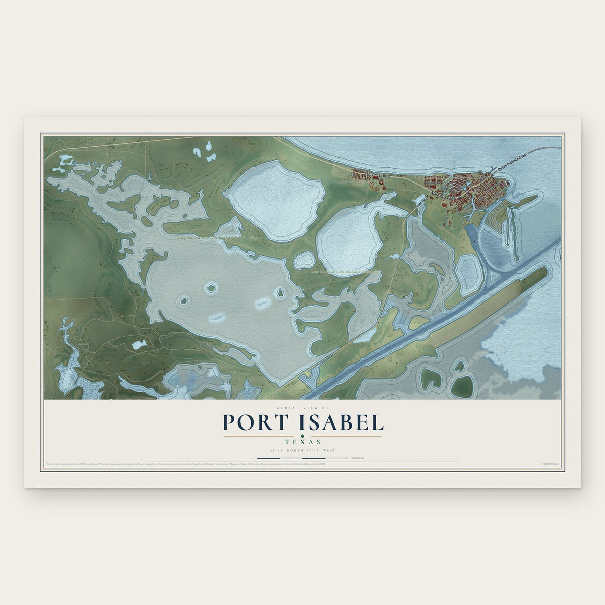 Port Isabel, Texas map print, the full design