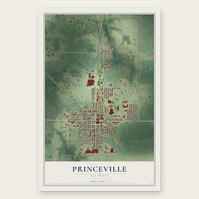 Princeville, Illinois map print, the full design
