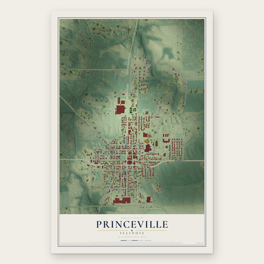 Princeville, Illinois map print, the full design