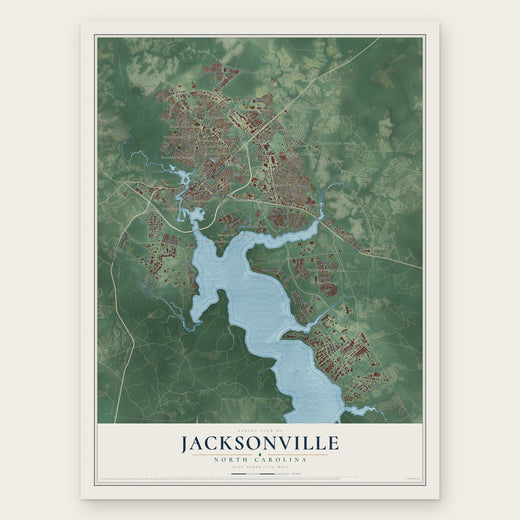 Jacksonville, North Carolina map print, the full design