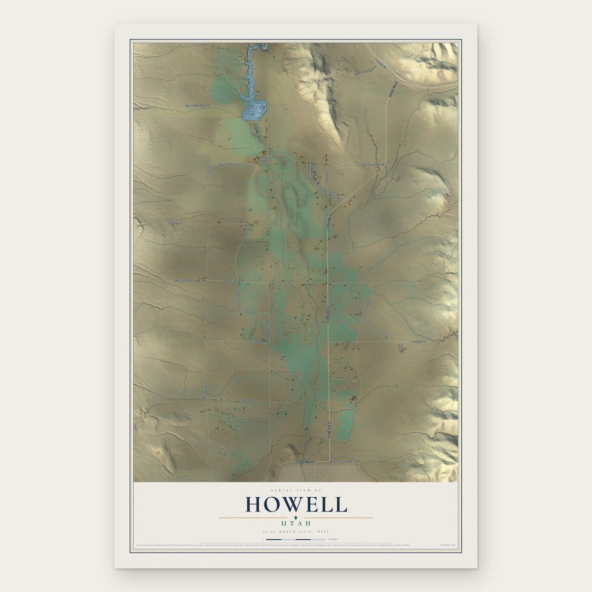 Howell, Utah map print, the full design