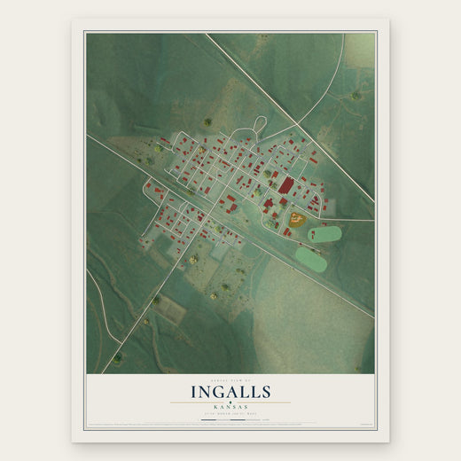 Ingalls, Kansas map print, the full design