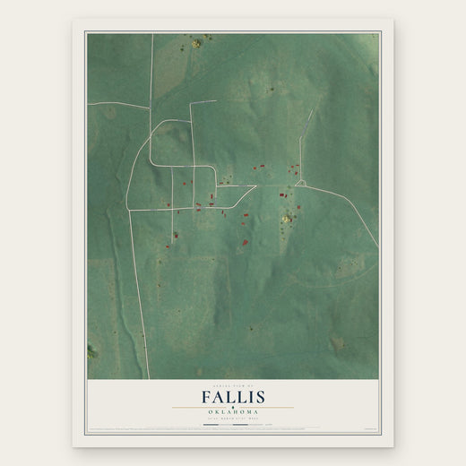 Fallis, Oklahoma map print, the full design
