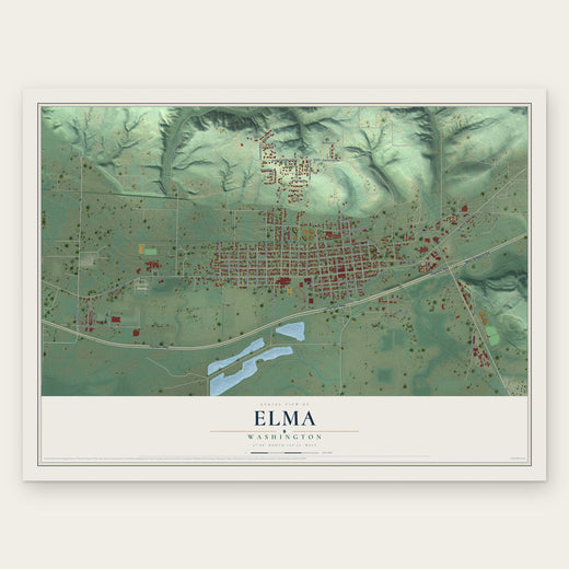 Elma, Washington map print, the full design